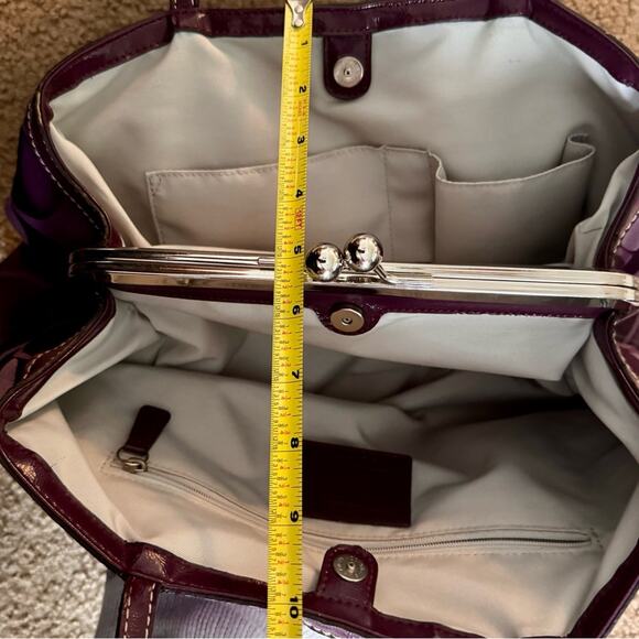 Coach Signature Purple Jacquard Shoulder Bag Tote – Leather Trim, Size: Large - Picture 2 of 12